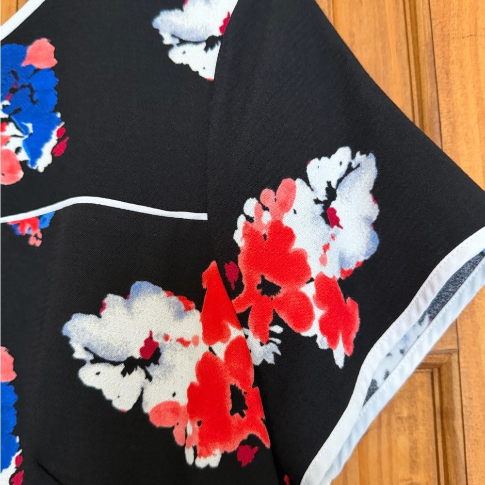 Vince Camuto Black Dress with Red and Blue Floral - Picture 6 of 10